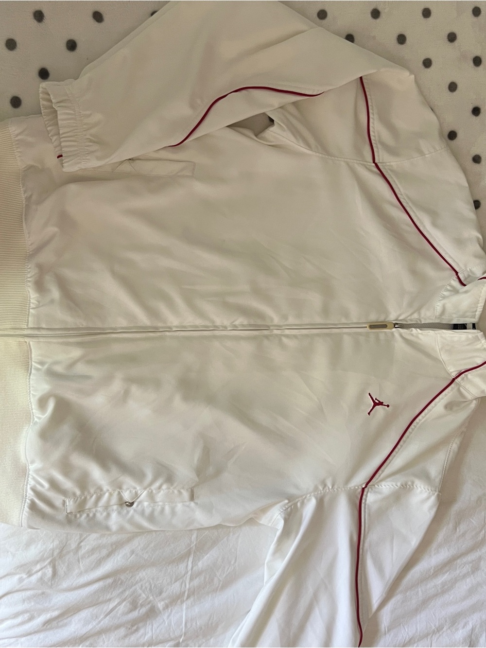 Jordan White Jacket with Red Accents